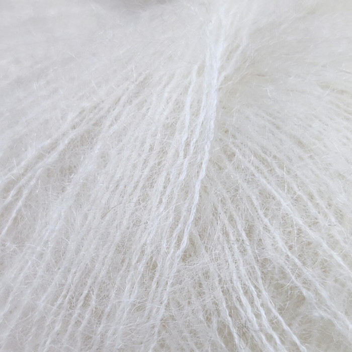 100 Пряжа Mondial Kid Seta, 25г - 210м, білий, 70% суперкід мохер, 30% шовк