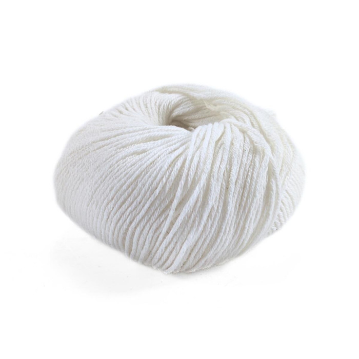 10001 Пряжа Lana Gatto Merinocot, 50г - 125м, білий, 53% мериносова вовна екстрафайн, 47% бавовна