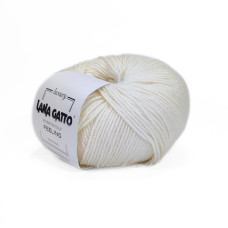 10009 Пряжа Lana Gatto Feeling, 50г - 140м, молочний, 70% вовна, 20% шовк, 10% кашемір