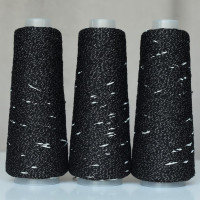 102 Пряжа Visco Knot Infinity Yarn, 100гр - 500м, чорний+срібло, 100% віскоза з люрексом