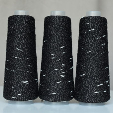 102 Пряжа Visco Knot Infinity Yarn, 100гр - 500м, чорний+срібло, 100% віскоза з люрексом