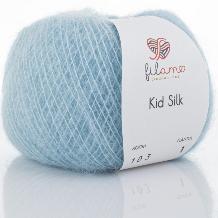 103 Пряжа Kid Silk 25гр-225м (ніжно-блакитний). Filamo