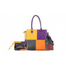 10846 Сумка фіолетово-чорно-помаранчева (всередині мішечок для пряжі і міні сумочка) KnitPro