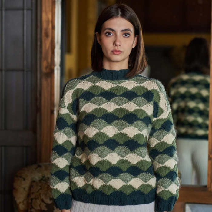 11 Пряжа Laines du Nord Vasto, 50г - 125м, темно-зелений, 100% меринос