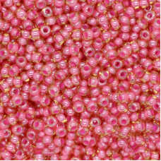 11027 10/0 чеський бісер Preciosa, 5 г, рожевий, прозорий глянцевий, кольоровий отвір