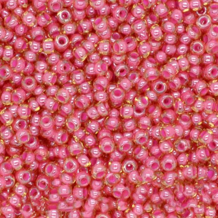 11027 10/0 чеський бісер Preciosa, 5 г, рожевий, прозорий глянцевий, кольоровий отвір