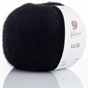 118 Пряжа Kid Silk 25гр-225м (чорний). Filamo