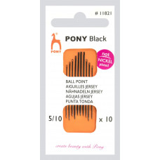 11821 Голки для шиття з округленим вушком чорні короткі, №5/10, 10 шт. Pony (Індія)