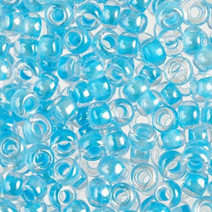38662 10/0 чеський бісер Preciosa, 5 г, блакитний світлий, кристальний глазурований з фарбованим отвором