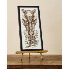 12-6139 Permin Набір для вишивки хрестиком - Слон із слоненятком Elephant with Youngling 15х35 см, Льон №26