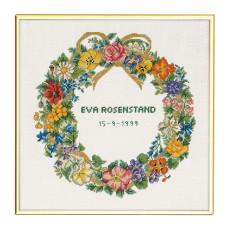 12-678 Eva Rosenstand Набір для вишивки рахунковим хрестиком - Ювілейний вінок 30х30 см, Льон 26 ct