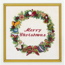 12-867 Eva Rosenstand Набір для вишивки рахунковим хрестиком - Щасливого Різдва 30х30 см, Льон 26 ct