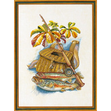 12-945 Eva Rosenstand Набір для вишивки рахунковим хрестиком - Риболовля 40х55 см, Льон 26 ct