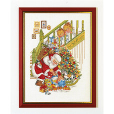 12-985 Eva Rosenstand Набір для вишивки рахунковим хрестиком - Санта Клаус та діти 30х40 см, Льон 26 ct