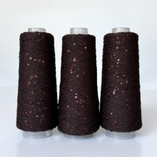 121 Infinity Yarn Пряжа паєтки 3 мм на котонi, Шоколад +матова паєтка  100гр-800м