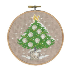 13-4202 Permin Набір для вишивки хрестиком - Ялинка з прикрасами Tree with ornaments 13х13 см, Льон №26