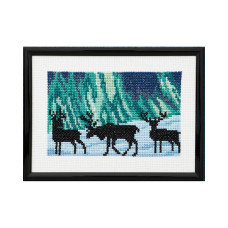 13-5398 Permin Набір для вишивки хрестиком - Олень у північному сяйві Reindeer in Northern Lights 18х13 см, Aida 14