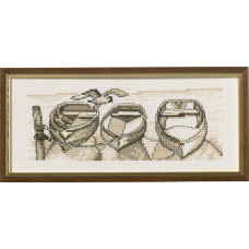 13-8142 Permin Набір для вишивки рахунковим хрестиком - Човни 22х9 см, Aida 14 ct