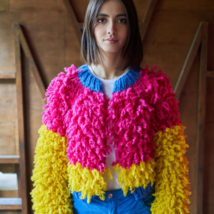 13 Пряжа Laines du Nord Teddy B, 50г - 120м, малиновий, 75% альпака, 10% вовна, 15% поліамід