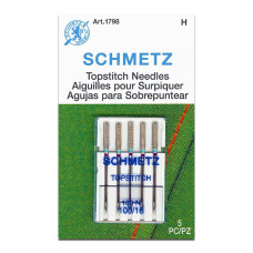 Голки Schmetz Topstitch 130/705 H-N №100, 5 шт, для відстрочки для побутових швейних машин, на картонній основі