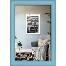 Фоторамка дерев'яна 10х15 багет: DL1504-28 Блакитний глянець (з антибліковим склом 2мм, двп з ніжкою) EmojiFrame