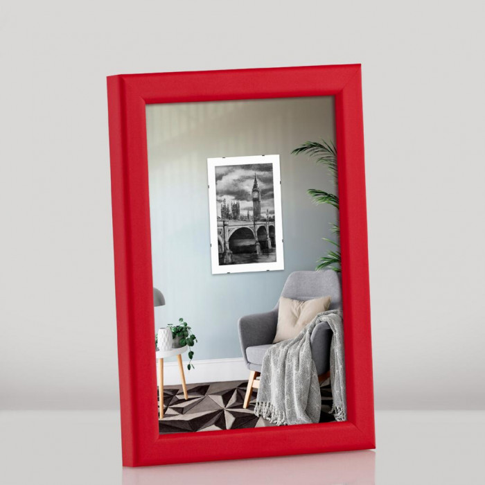 Фоторамка дерев'яна 10х15 багет: DL1506-03 Червоний (з глянцевим прозорим пластиком 0.8мм, двп) EmojiFrame