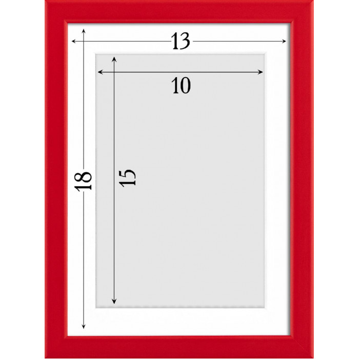 Рамка для фото дерев'яна 13х18 під фото 10х15 багет: DL1506-03 Червоний (з глянцевим склом 1-1.5мм, паспарту, двп з ніжкою) EmojiFrame