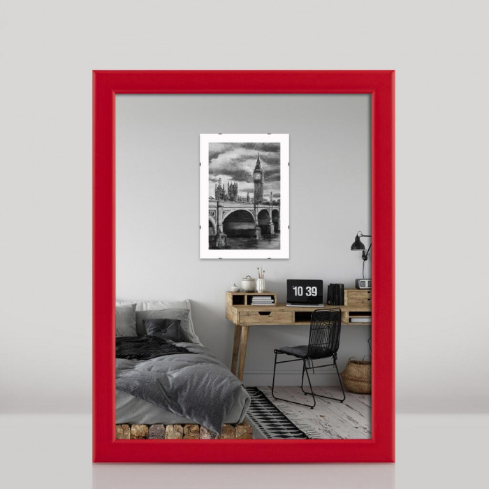 Рамка для фото дерев'яна 15х20 багет: DL1506-03 Червоний (з глянцевим склом 1-1.5мм, двп з ніжкою) EmojiFrame