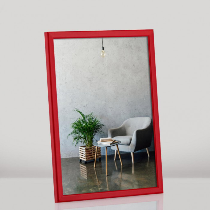Рамка для фото дерев'яна 21х30 (А4) багет: DL1506-08 Червоний глянець (з глянцевим склом 1-1.5мм, двп) EmojiFrame