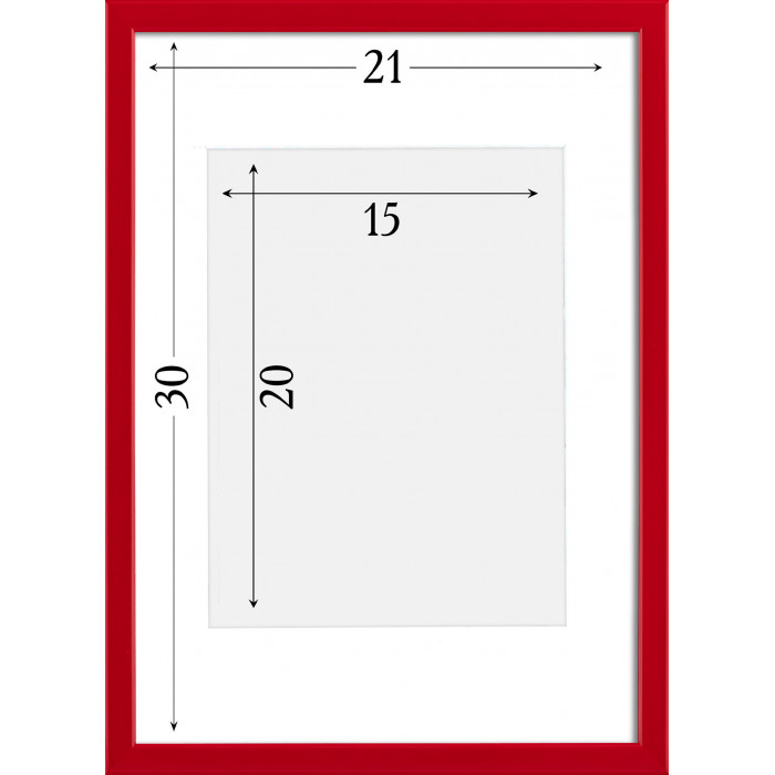 Фоторамка дерев'яна 21х30 (А4) під фото 15х20 багет: DL1506-08 Червоний глянець (з антибліковим склом 2мм, двп, паспарту) EmojiFrame