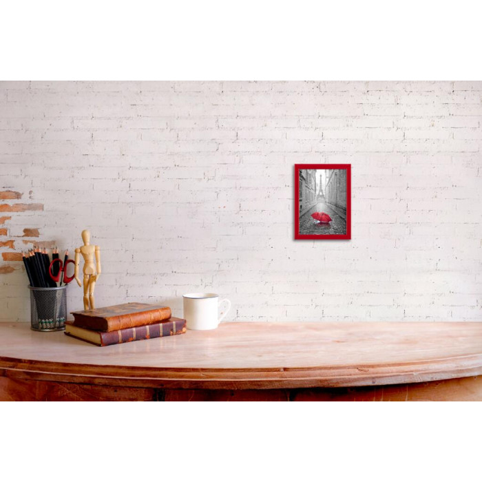 Фоторамка дерев'яна 13х18 багет: DL1506-08 Червоний глянець (з антибліковим склом 2мм, двп) EmojiFrame