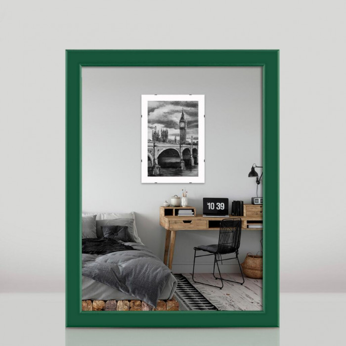Фоторамка дерев'яна 15х20 багет: DL1506-14 Зелений (з глянцевим прозорим пластиком 0.8мм, двп) EmojiFrame