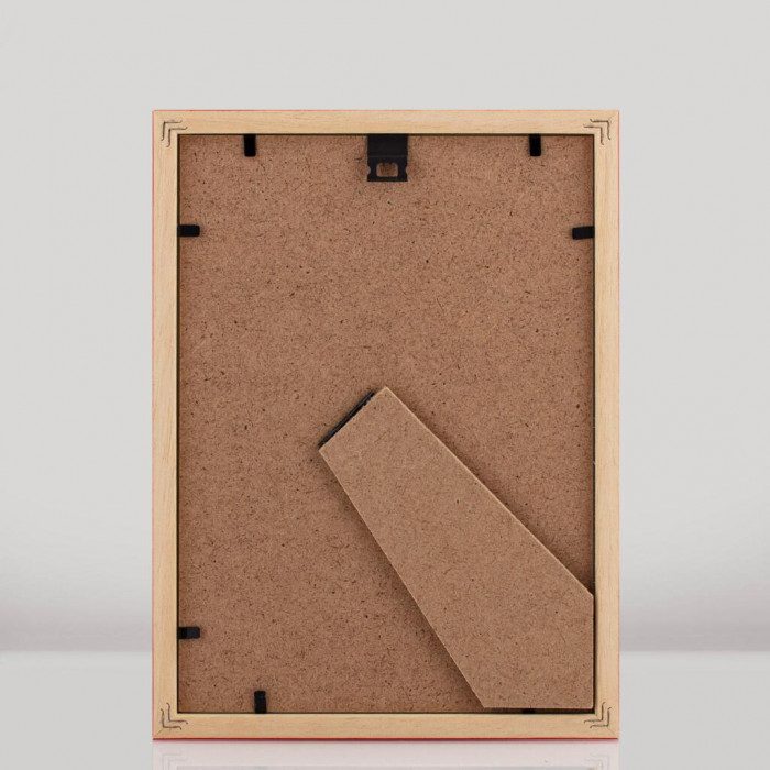 Фоторамка дерев'яна 15х21 (А5) багет: DL1506-08 Червоний глянець (з антибліковим склом 2мм, двп з ніжкою) EmojiFrame