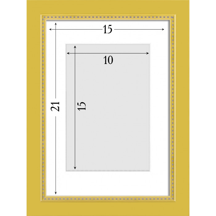 Фоторамка дерев'яна 15х21 (А5) під фото 10х15 багет: DL2401-10 Жовтий (з антибліковим склом 2мм, двп, паспарту) EmojiFrame