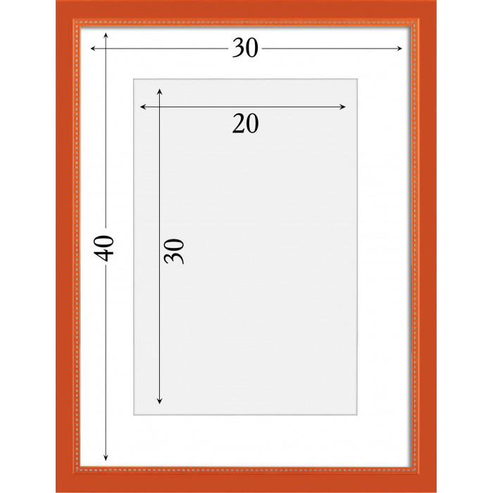 Рамка для дипломів дерев'яна 30х40 під фото 20х30 багет: DL2401-05 Помаранчевий (з глянцевим прозорим пластиком 0.8мм, двп, паспарту) EmojiFrame