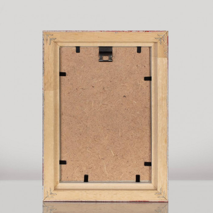 Фоторамка дерев'яна 10х15 багет: DL2506-12 Білий з червоним (з антибліковим склом 2мм, двп) EmojiFrame