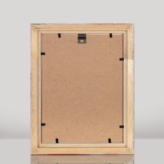 Фоторамка дерев'яна 15х20 під фото 10х15 багет: DL2506-12 Білий з червоним (з глянцевим прозорим пластиком 0.8мм, двп, паспарту) EmojiFrame