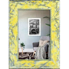 Фоторамка дерев'яна 10х15 багет: DL2801-01 Жовтий з сріблом (з антибліковим склом 2мм, двп з ніжкою) EmojiFrame