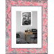 Рамка для фото дерев'яна 15х20 під фото 10х15 багет: DL2801-02 Рожевий з сріблом (з глянцевим склом 1-1.5мм, паспарту, двп з ніжкою) EmojiFrame
