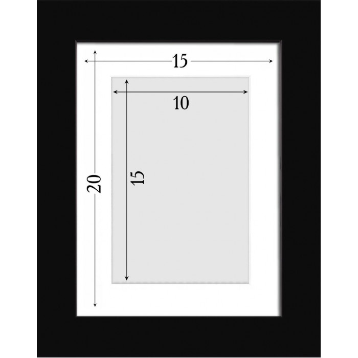 Рамка для фото дерев'яна 15х20 під фото 10х15 багет: DL3005-02 Чорний (з глянцевим склом 1-1.5мм, двп, паспарту) EmojiFrame
