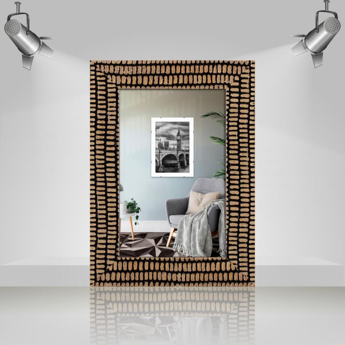 Фоторамка дерев`яна 10х15 багет: 671-301 Чорний з бежевим (з антибліковим склом 2мм, двп) EmojiFrame