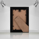 Фоторамка дерев`яна 10х15 багет: 671-301 Чорний з бежевим (з глянцевим прозорим пластиком 0.8мм, двп з ніжкою) EmojiFrame