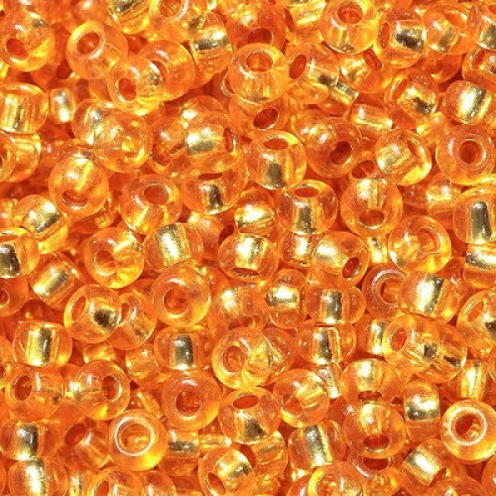 08289 10/0 чеський бісер Preciosa, 5 г, помаранчевий, кристальний з блискучим срібним отвором