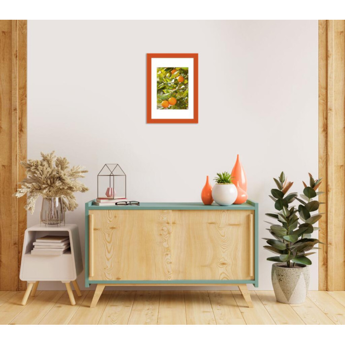 Рамка для фото дерев'яна 21х30 (А4) під фото 15х20 багет: AH2220-06 Помаранчевий (з глянцевим склом 1-1.5мм, двп, паспарту) EmojiFrame