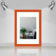 Фоторамка дерев'яна 21х30 (А4) під фото 15х20 багет: AH2220-06 Помаранчевий (з антибліковим склом 2мм, паспарту, двп з ніжкою) EmojiFrame