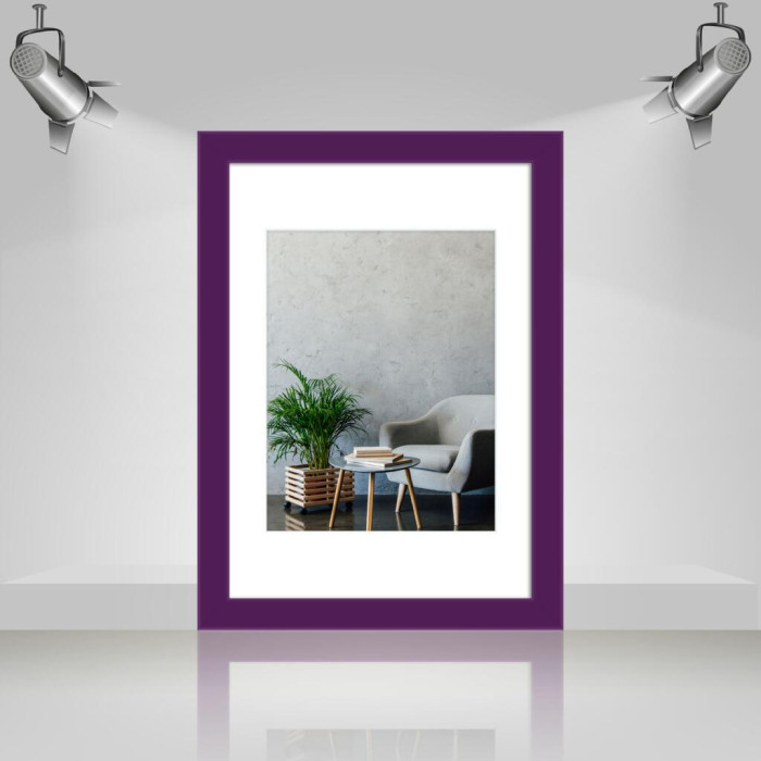 Рамка для фото дерев'яна 21х30 (А4) під фото 15х20 багет: AH2220-14 Фіолетовий (з глянцевим склом 1-1.5мм, двп, паспарту) EmojiFrame