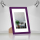 Фоторамка дерев'яна 21х30 (А4) під фото 15х20 багет: AH2220-14 Фіолетовий (з глянцевим прозорим пластиком 0.8мм, паспарту, двп з ніжкою) EmojiFrame