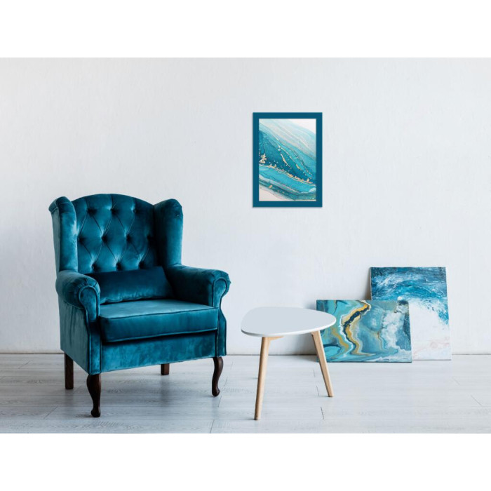 Рамка для дипломів дерев'яна 21х30 (А4) багет: AH2220-15 Бірюзовий (з глянцевим прозорим пластиком 0.8мм, двп) EmojiFrame