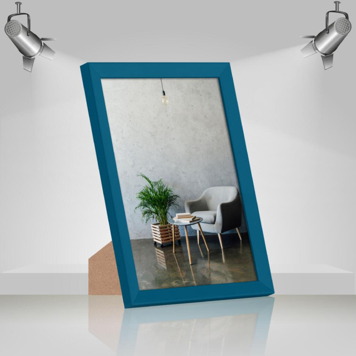 Фоторамка дерев'яна 21х30 (А4) багет: AH2220-15 Бірюзовий (з антибліковим склом 2мм, двп з ніжкою) EmojiFrame