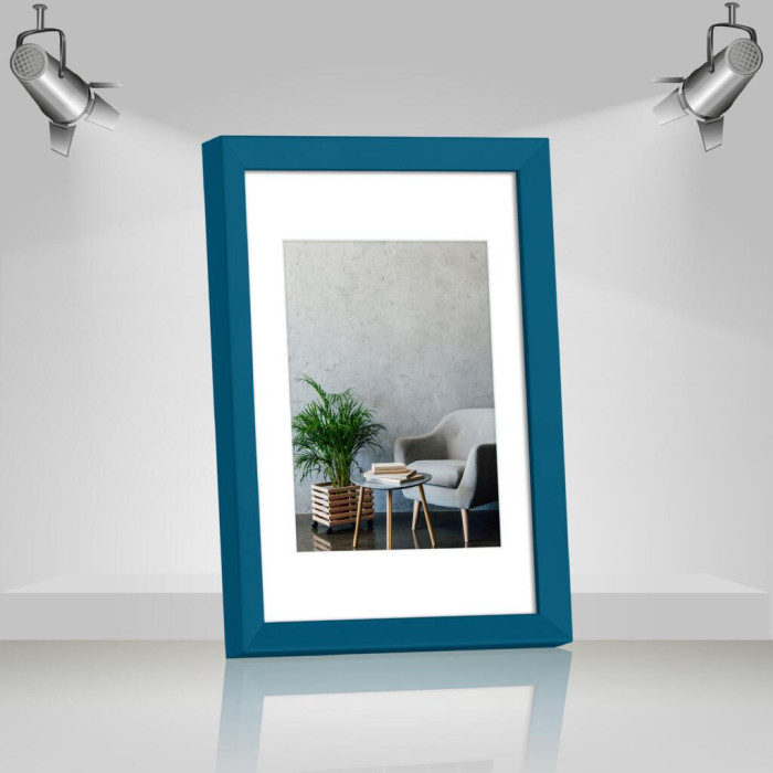 Фоторамка дерев'яна 21х30 (А4) під фото 15х20 багет: AH2220-15 Бірюзовий (з антибліковим склом 2мм, двп, паспарту) EmojiFrame